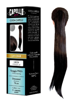 Capello Più Coda Capelli Liscia con Pinza 70cm Nr. 3