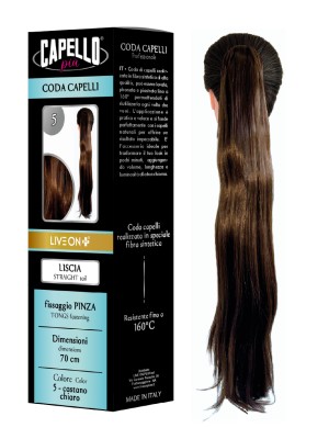 Capello Più Coda Capelli Liscia con Pinza 70cm Nr. 5