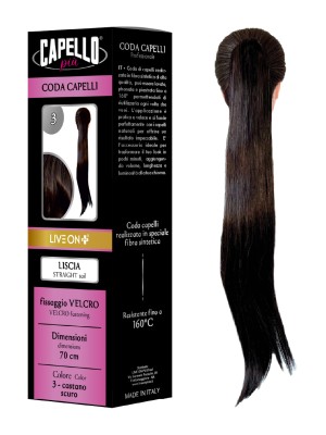 Capello Più Coda Capelli Liscia con Velcro 70cm Nr. 3
