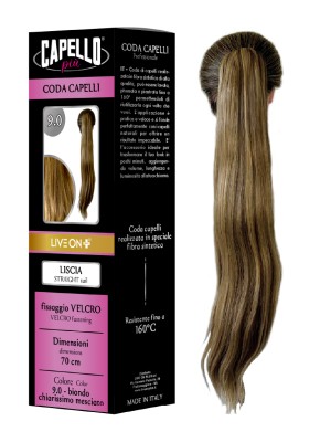 Capello Più Coda Capelli Liscia con Velcro 70cm Nr. 9.0