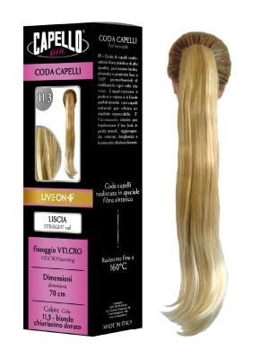 Capello Più Coda Capelli Liscia con Velcro 70cm Nr. 11.3