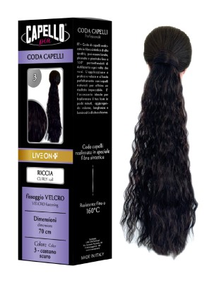 Capello Più Coda Capelli Riccia con Velcro 70cm Nr. 3