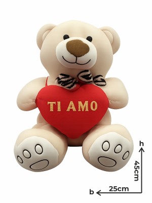 Peluche Orso Grande Cuore Ti Amo Beige