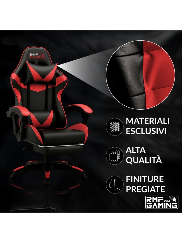 RMF PRO Sedia Gaming in Ecopelle - ROSSO/NERO
