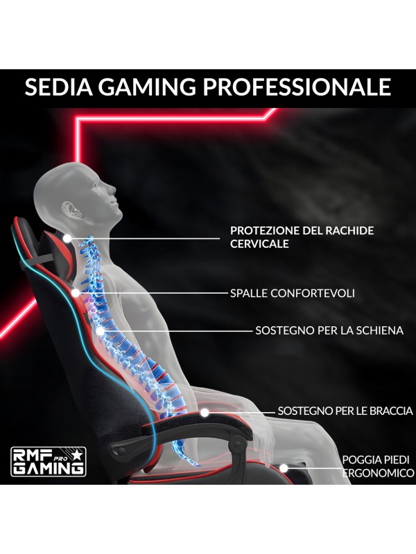 RMF PRO Sedia Gaming in Ecopelle - ROSSO/NERO