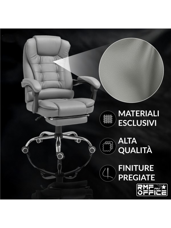 RMF PRO Sedia Ufficio in Ecopelle Ergonomica Professionale - GRIGIO