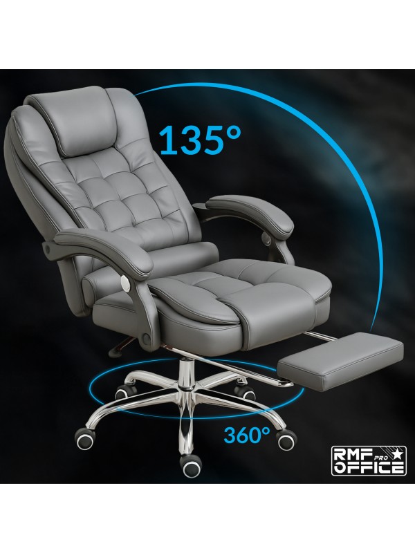 RMF PRO Sedia Ufficio in Ecopelle Ergonomica Professionale - GRIGIO