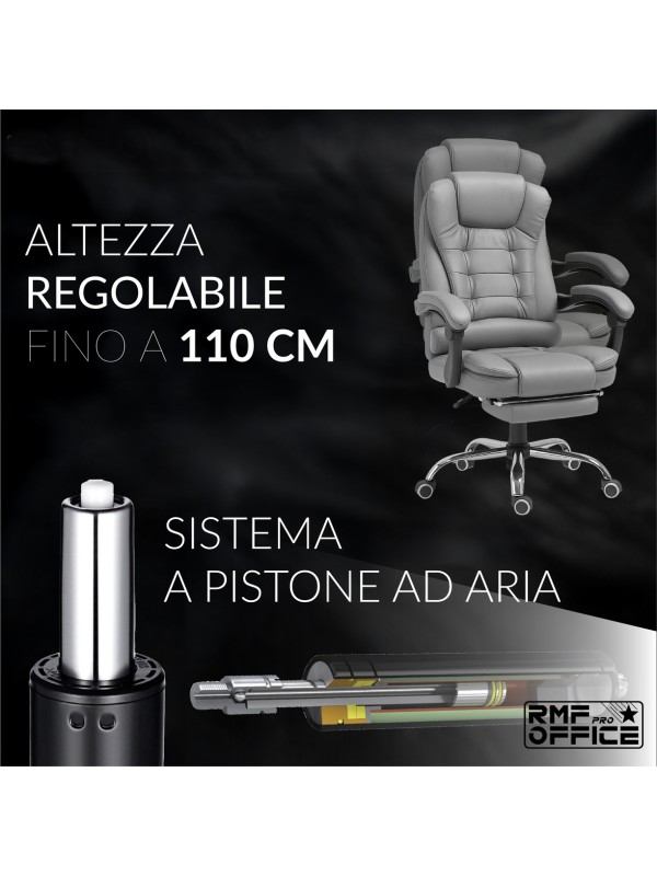 RMF PRO Sedia Ufficio in Ecopelle Ergonomica Professionale - GRIGIO