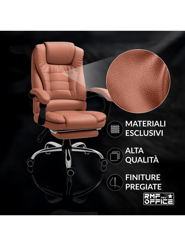 RMF PRO Sedia Ufficio in Ecopelle Ergonomica Professionale - MARRONE