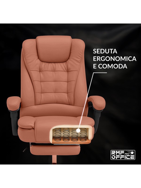RMF PRO Sedia Ufficio in Ecopelle Ergonomica Professionale - MARRONE