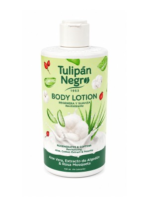Tulipan Negro Body Lotion Aloe Vera, Extracto de Algodon & Rosa Mosqueta 400ml