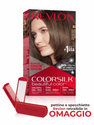 Revlon ColorSilk Colarazione Permanente Nr. 40 Castano Cenere Medio + Specchio/Pettine in omaggio